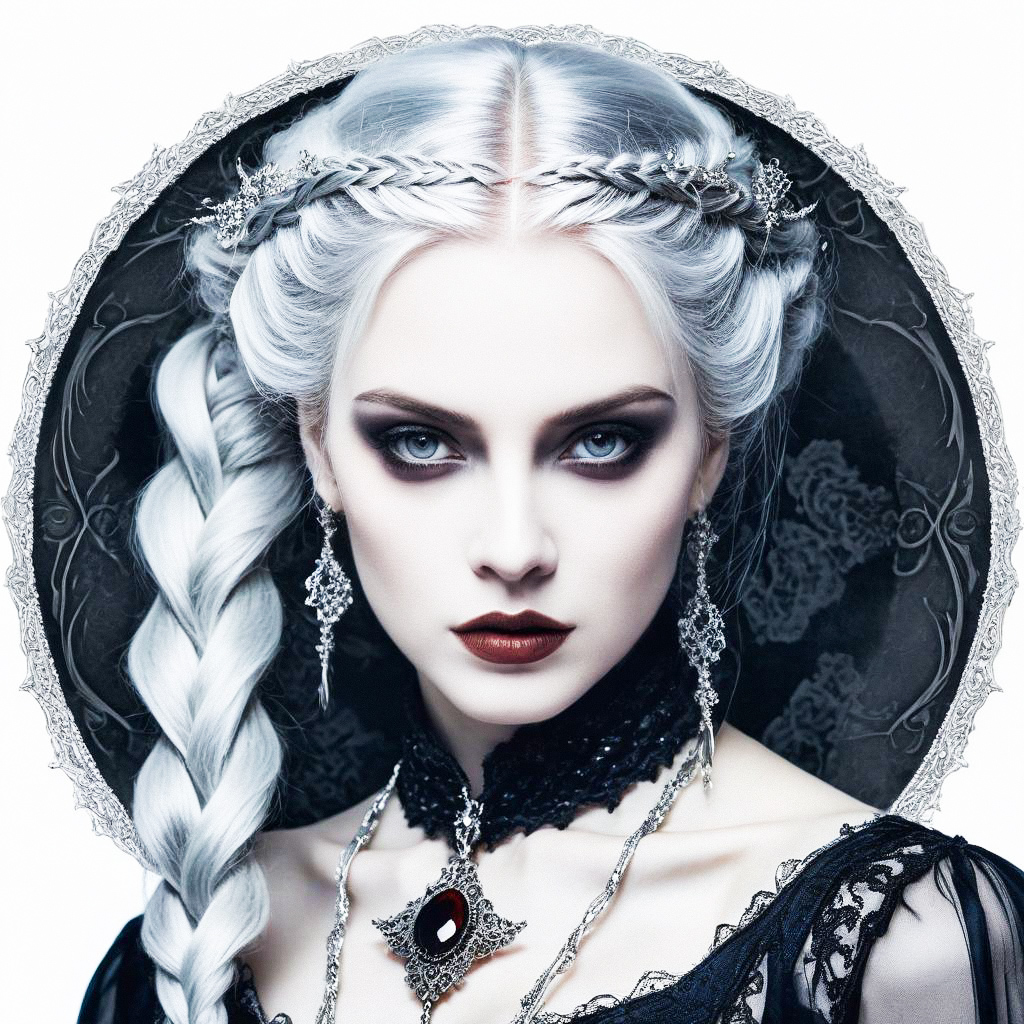 Elegant Gothic Woman with Braided Hair