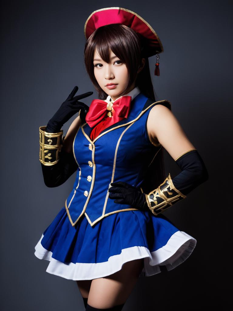 La Brava Manami Aiba Cosplay Woman in Blue Military Style Costume