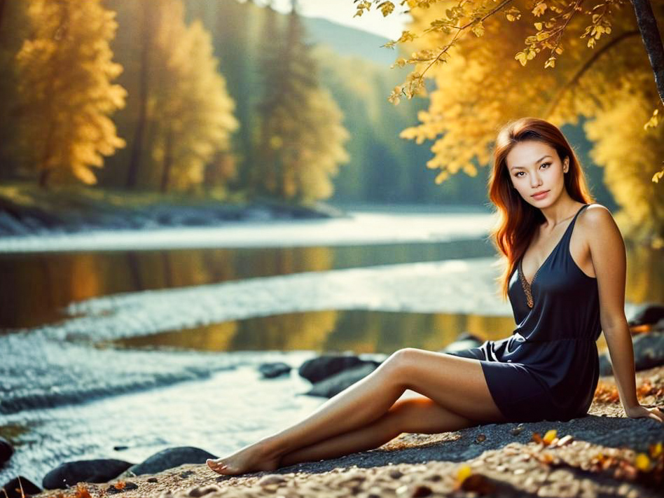 Serene Autumn Scene by Riverbank