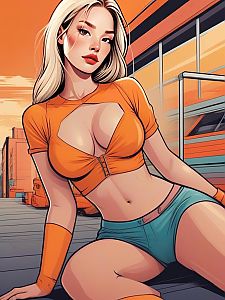 Confident Young Woman in Orange Crop Top