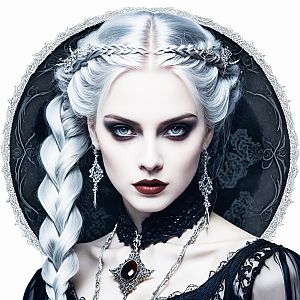 Elegant Gothic Woman with Braided Hair