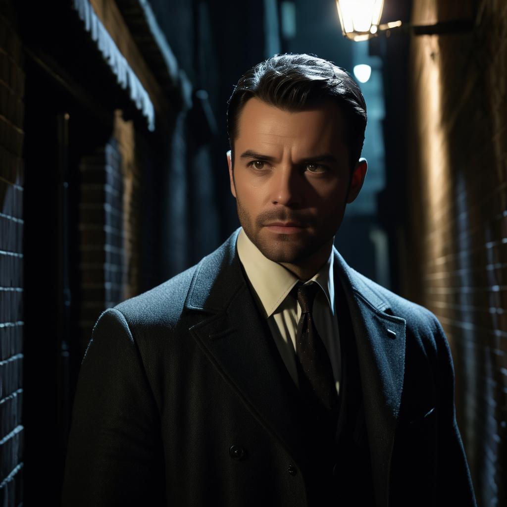 Man in Classic Suit in Moody Alley