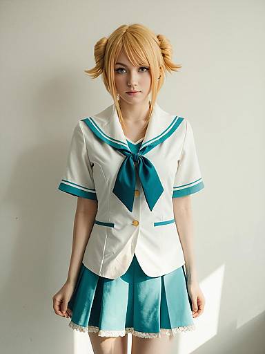 Realistic Eli Ayase Cosplay Woman in Sailor Outfit