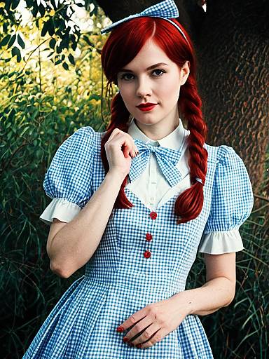 Realistic Dorothy Unsworth Cosplay Woman in Blue Gingham Dress