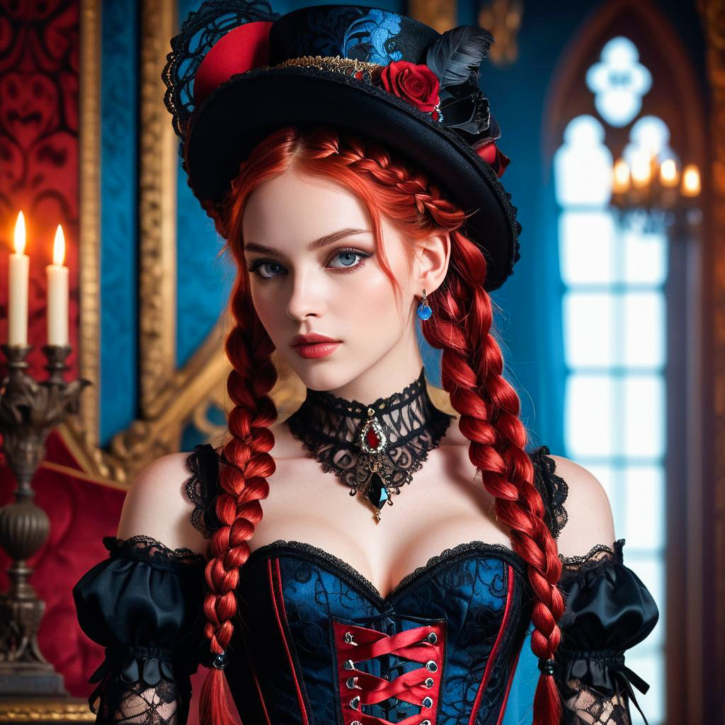 Victorian Woman with Red Hair in Gothic Setting Victorian Woman with Red Hair in Gothic Setting