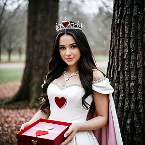 Princess in White Gown with Heart Emblem