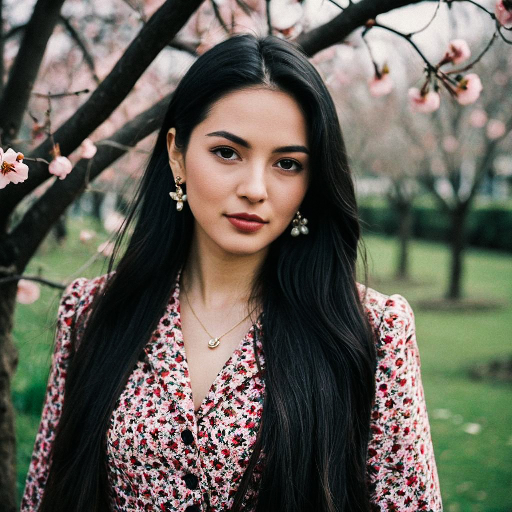 Young Woman in Cherry Blossoms