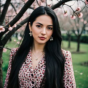 Young Woman in Cherry Blossoms