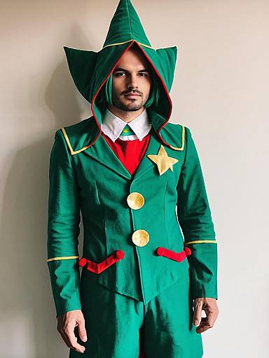 Man in Realistic Tingle Cosplay Costume with Green Hooded Suit