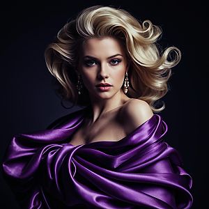 Glamorous Woman in Purple Satin
