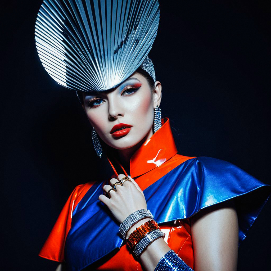Futuristic Woman in High-Fashion Outfit