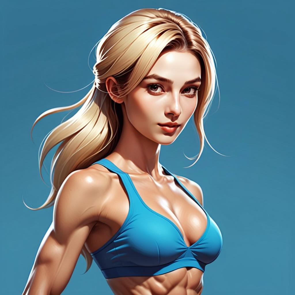 Fit Woman in Blue Sports Bra