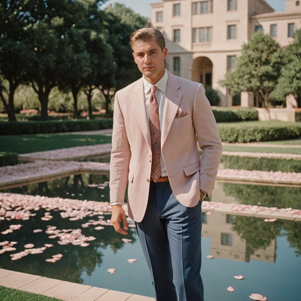 Stylish Man in Pink Suit by Serene Pond