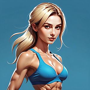 Fit Woman in Blue Sports Bra
