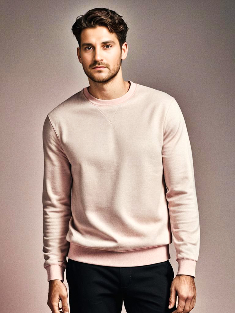 Stylish Man in Pink Sweatshirt