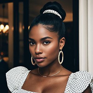 Elegant Woman in Polka Dot Dress