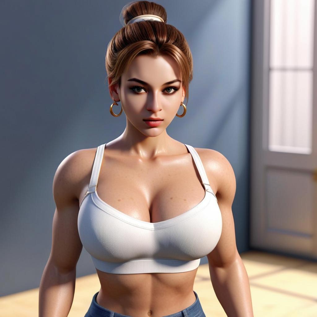 Athletic Woman in Sports Bra and Blue Pants Athletic Woman in Sports Bra and Blue Pants