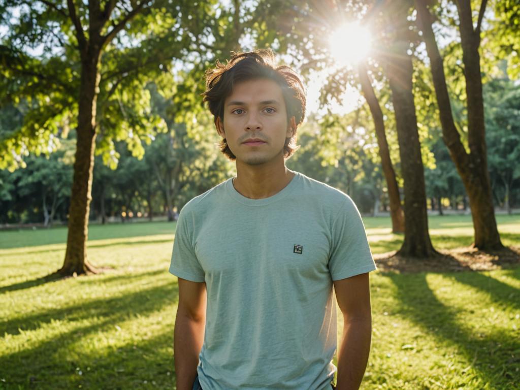 Man with Peso Pluma Hairstyle in Nature