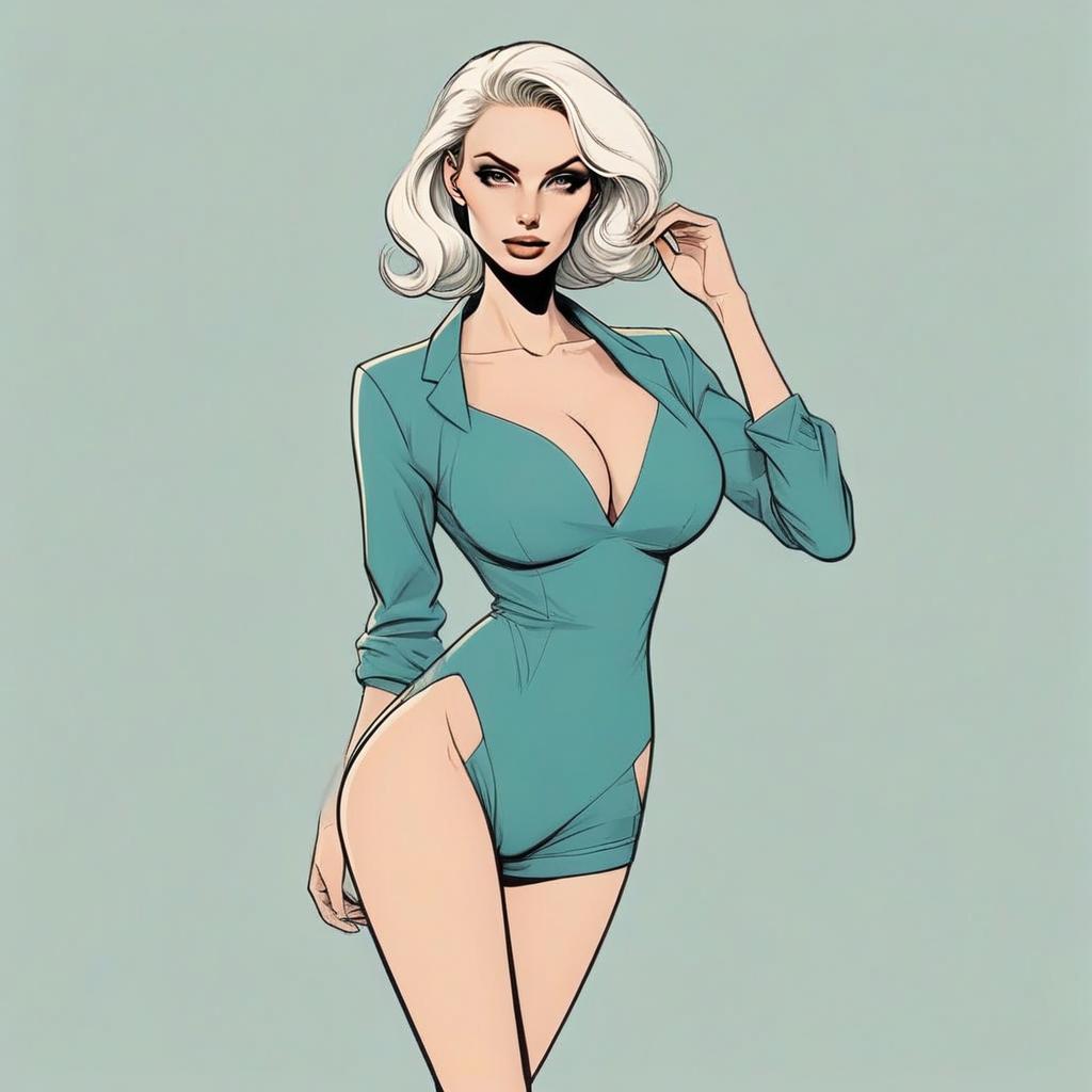 Confident Woman in Teal Outfit Confident Woman in Teal Outfit