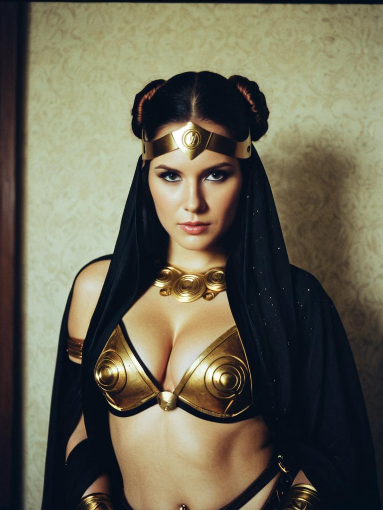 Woman in Slave Leia Costume Star Wars Cosplay Glamour Photo