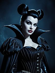Photorealistic Dark Glamour Portrait of Woman in Disney Villain Costume