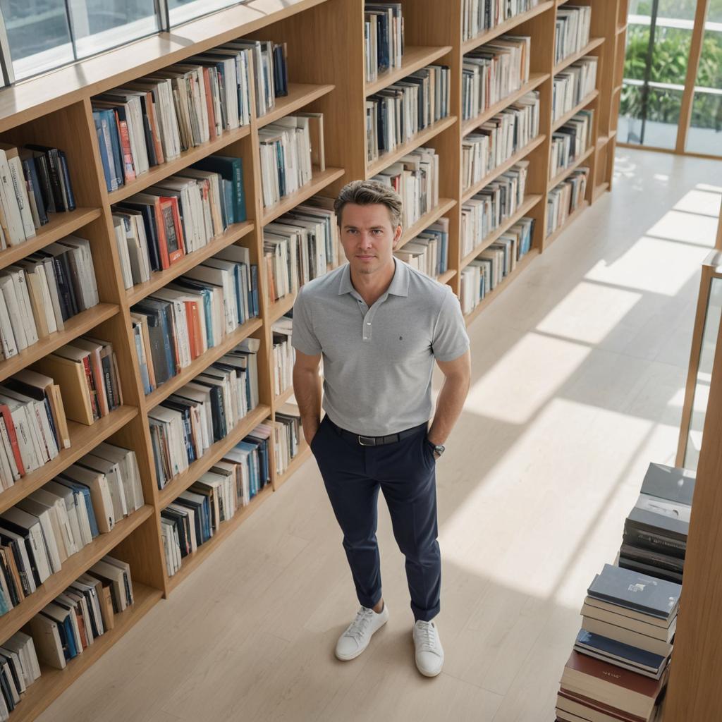 Thoughtful Man in Modern Library