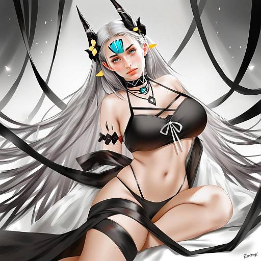 Mudrock Silent Night Anime Style Artwork Featuring Woman from Arknights