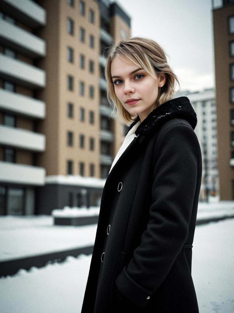 Stylish Woman in Urban Winter Setting