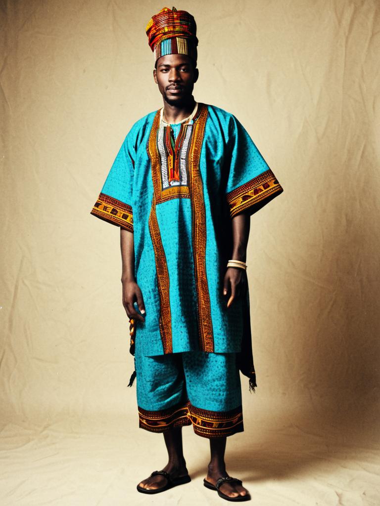 Man in Traditional African Dashiki Outfit Full Body Cultural Attire Man in Traditional African Dashiki Outfit Full Body Cultural Attire