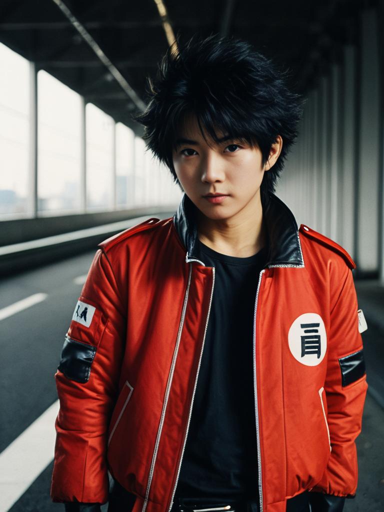 Man Cosplay Wearing Akira Tsuchiya Costume Realistic Photo
