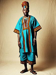 Man in Traditional African Dashiki Outfit Full Body Cultural Attire