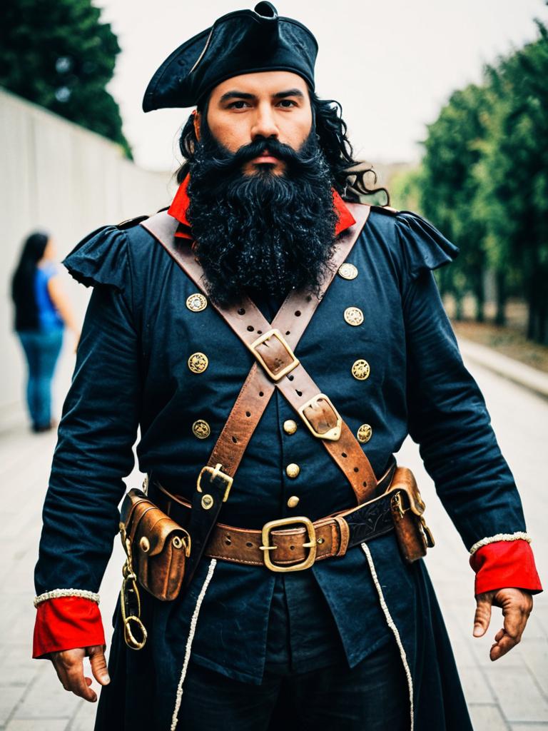 Man in Realistic Blackbeard Pirate costume cosplay