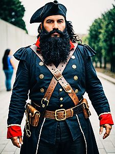 Man in Realistic Blackbeard Pirate costume cosplay