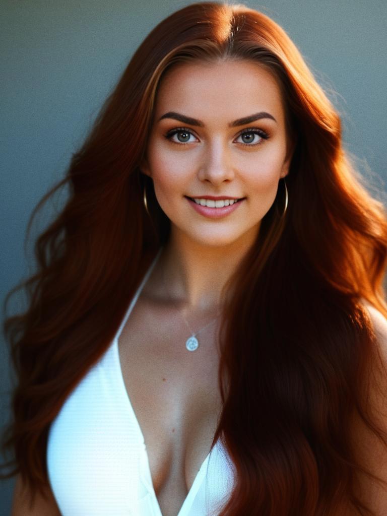 Stunning portrait of a young woman with flowing hair