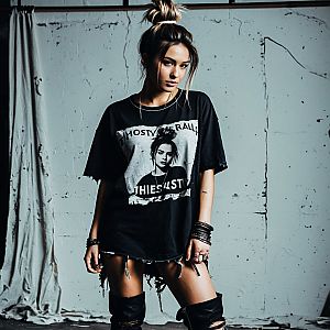 Confident Young Woman in Edgy Streetwear