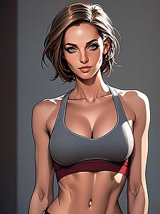 Fit Young Woman Portrait with Green Eyes