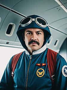 Man in Airliner Pilot Costume Cosplay Festival Portrait