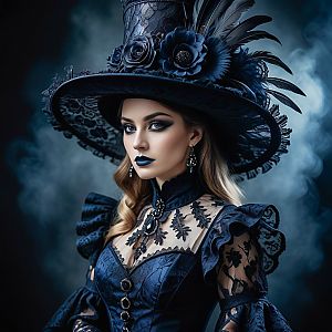 Victorian Gothic Woman in Elaborate Costume
