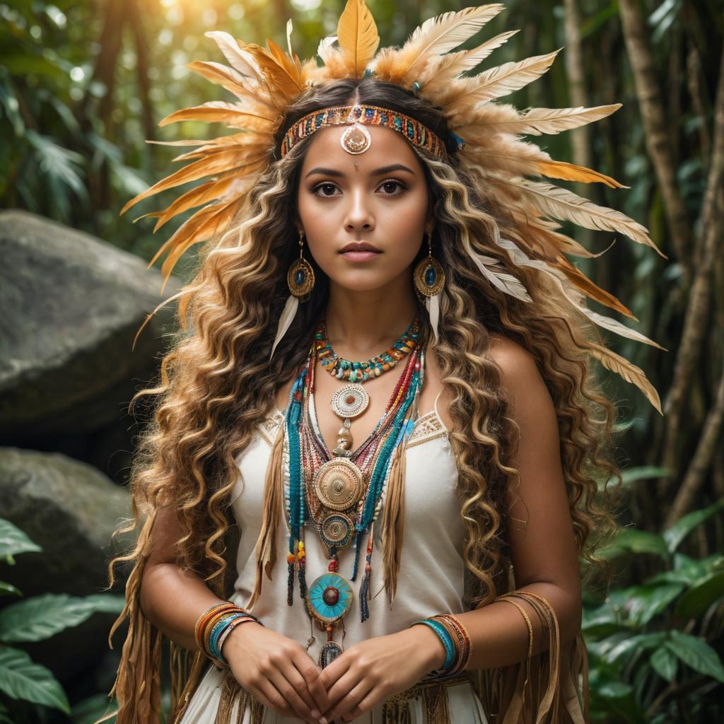 Ethereal Taino Woman in Serene Forest