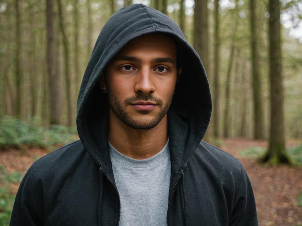 Contemplative Man in Serene Forest