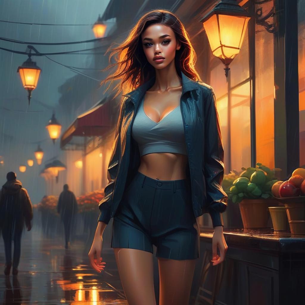 Stylish Woman in Dusk Market Stylish Woman in Dusk Market