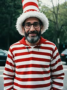 Man in Red and White Stripes Outdoors