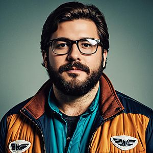 Confident Plus-Size Man in Retro Racing Jacket