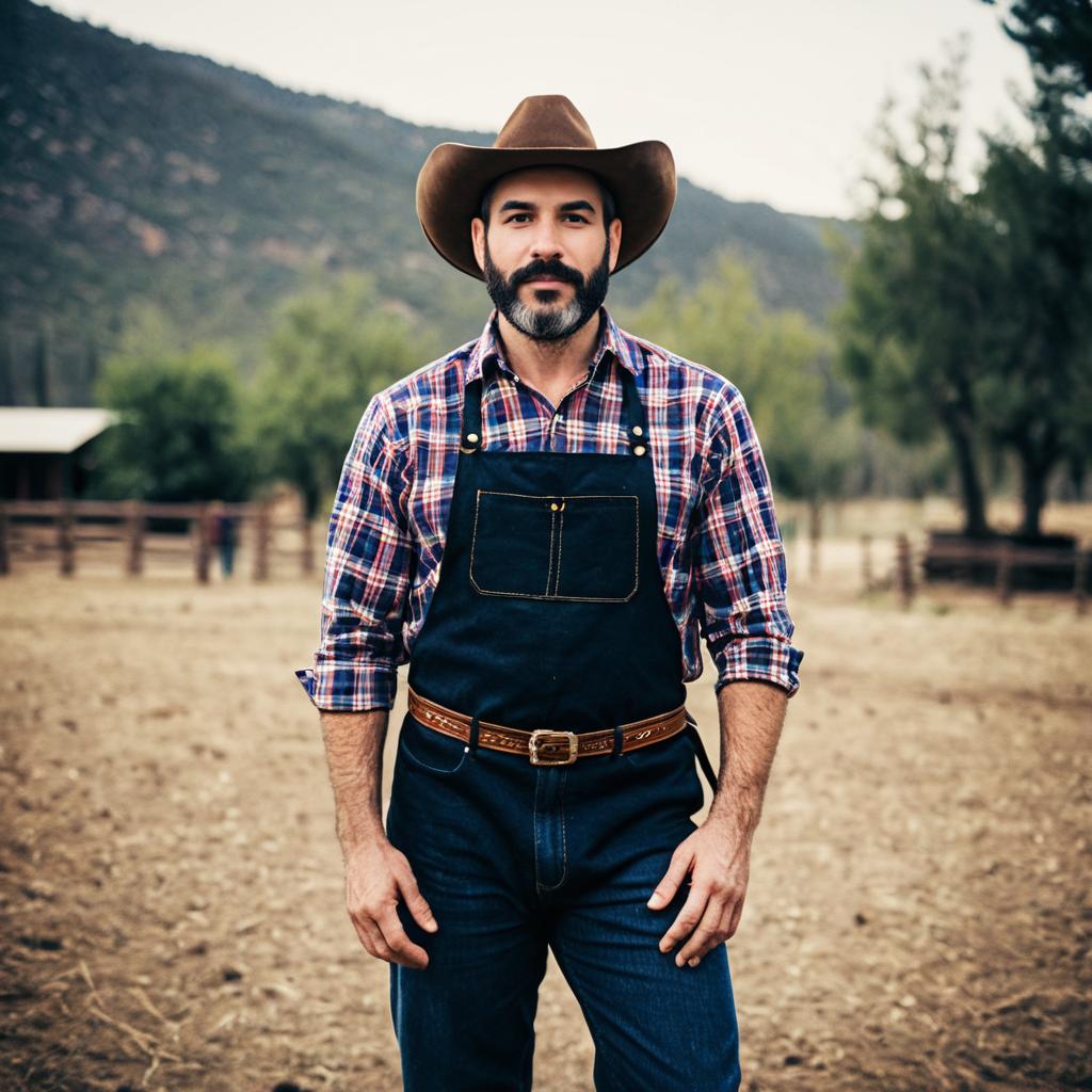 Man in Cowboy Purim Holiday Costume Outdoors