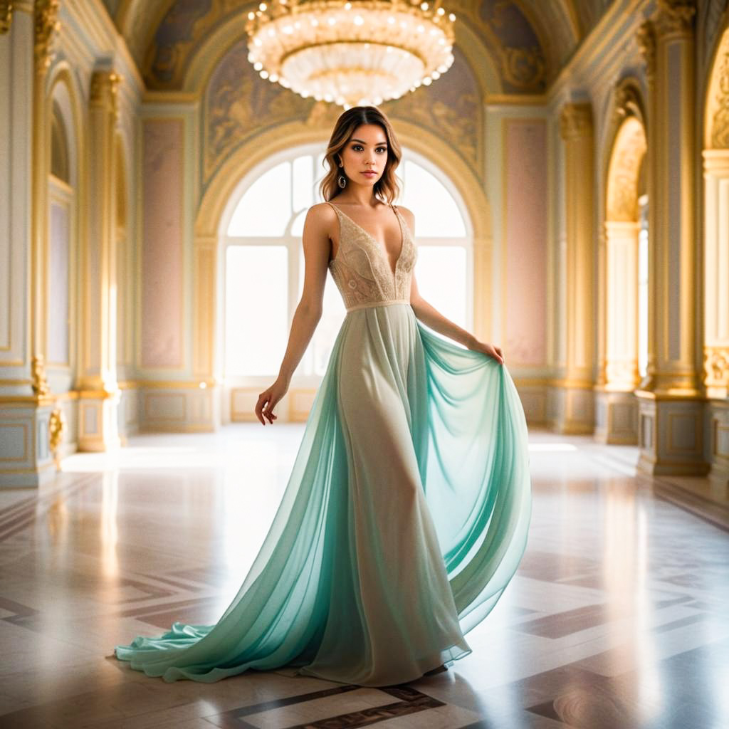 Elegant Woman in Mint-Green Dress