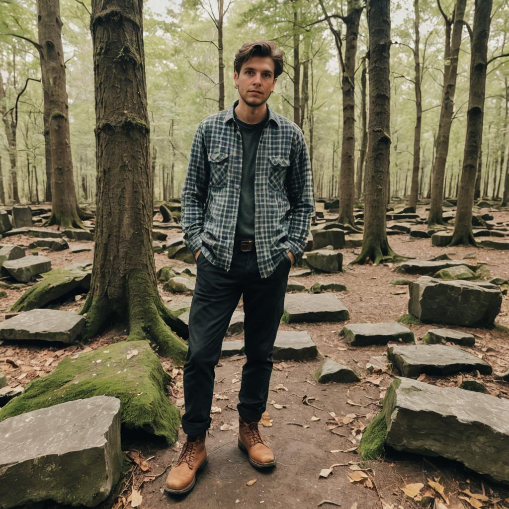 Man in Serene Forest Landscape