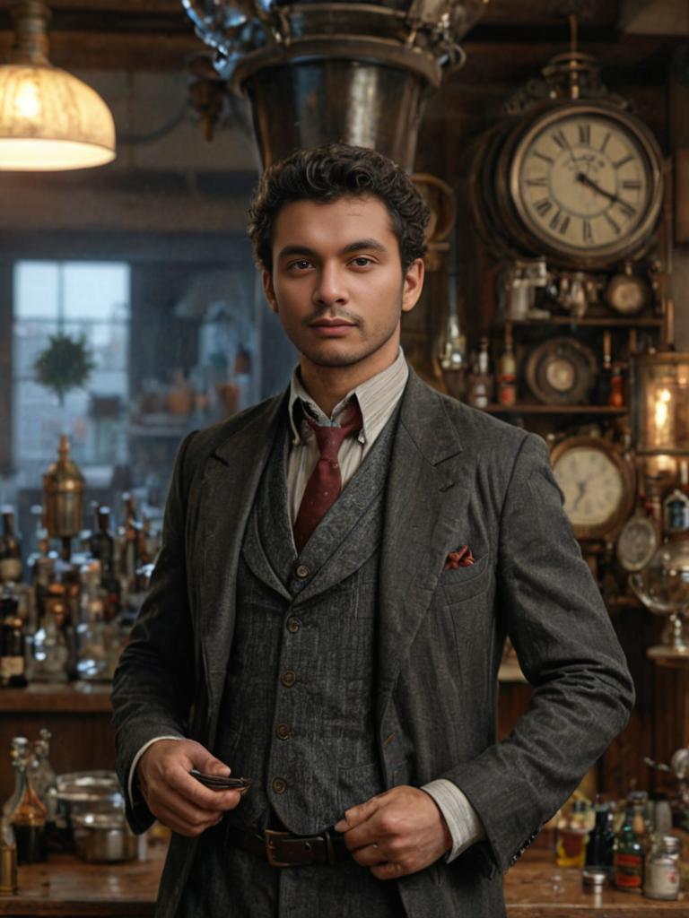 Dapper Man in Vintage Bar Setting