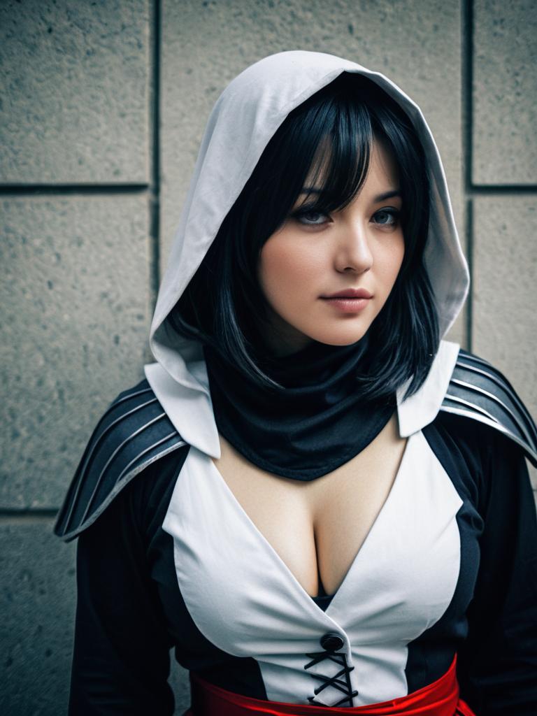 Photorealistic Cinematic Cosplay Portrait of Woman in Mina Costume