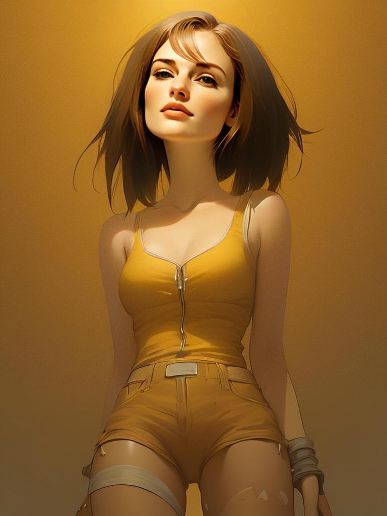 Confident Woman in Stylish Yellow Outfit Confident Woman in Stylish Yellow Outfit
