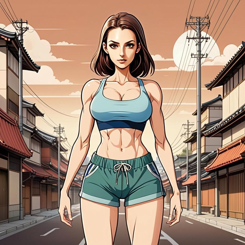 Athletic Woman in Urban Sunset Athletic Woman in Urban Sunset